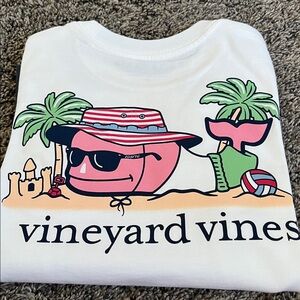 Vineyard Vines White Tee with Pink Whale Beach Graphic!  New 3T